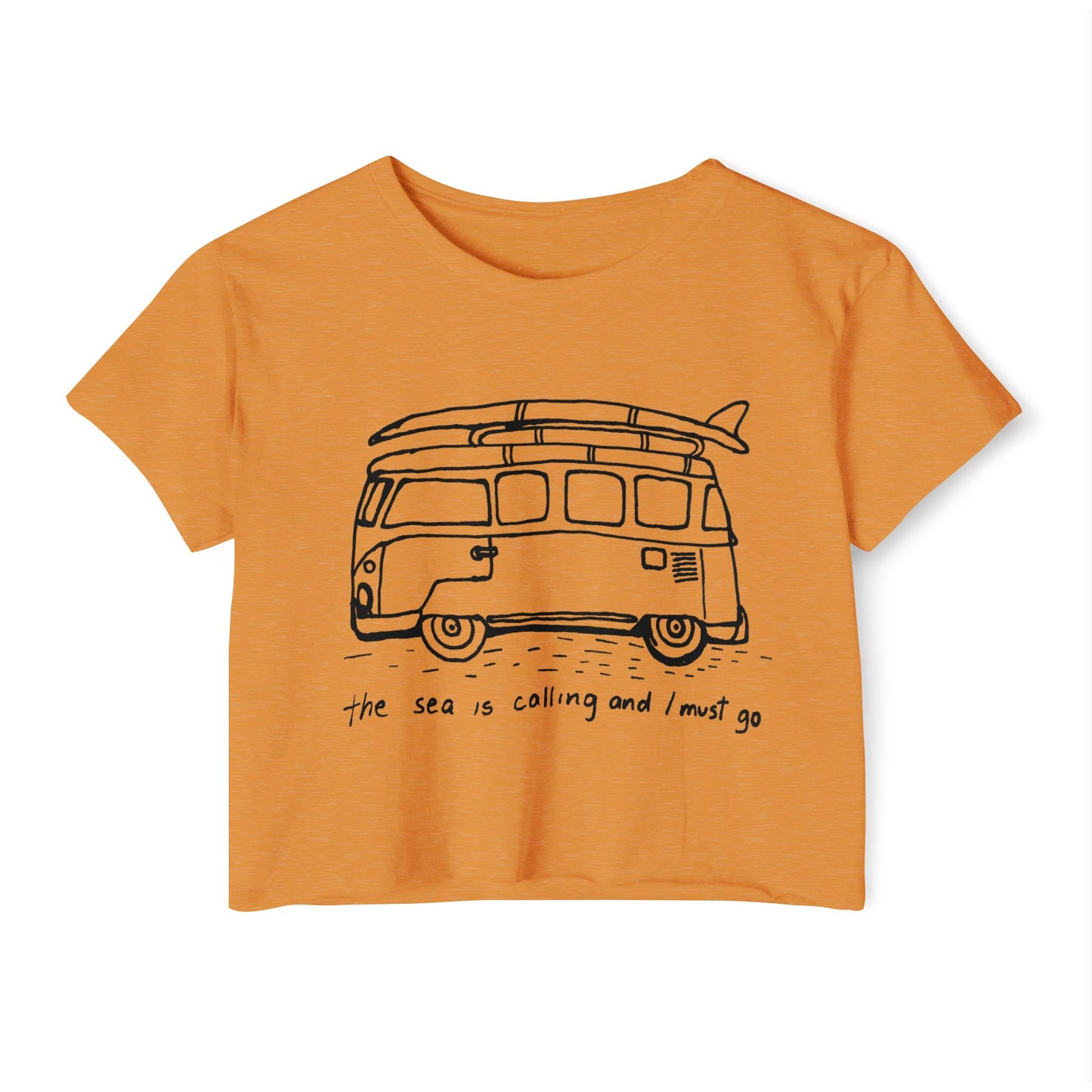THE SEA IS CALLING Women's Festival Crop Top - Boho Beach Vibe Tee, Perfect for Music Festivals, Summer Adventures, Beach Outings, and Travel