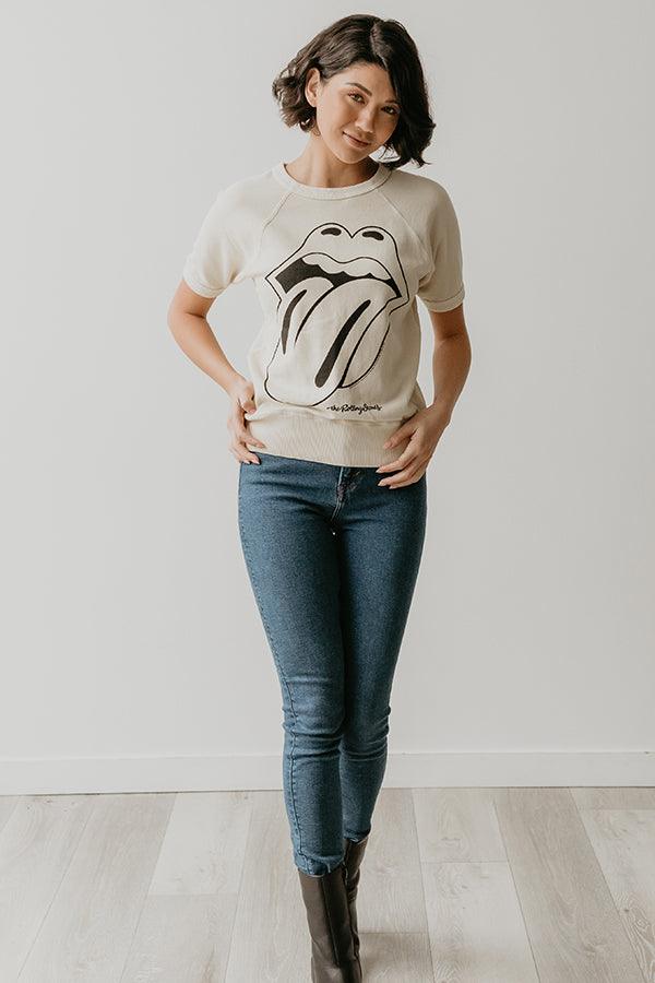 White Rolling Stones Raglan Tee - Life Clothing Co