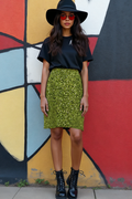 Electric Avocado Sequin Skirt