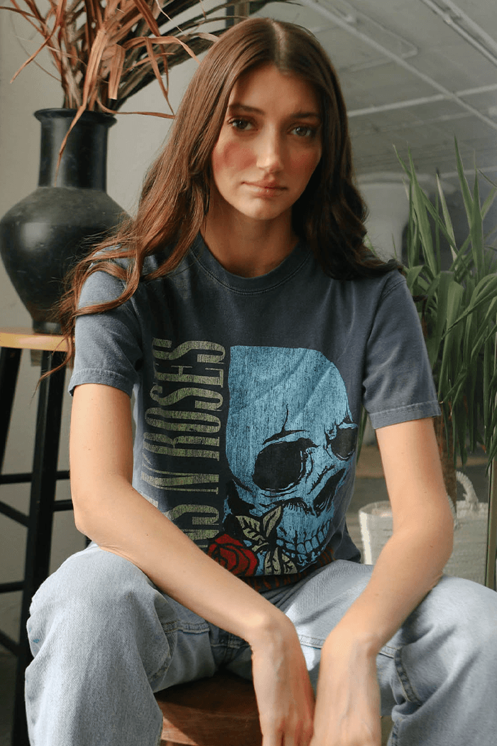 Guns N Roses Flower Skull Tee - Life Clothing Co