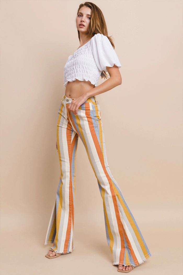 Giana Striped Denim Flare Bells