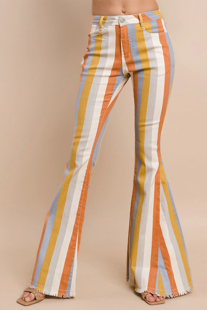 Giana Striped Denim Flare Bells