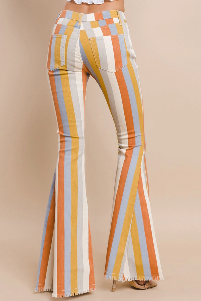 Giana Striped Denim Flare Bells