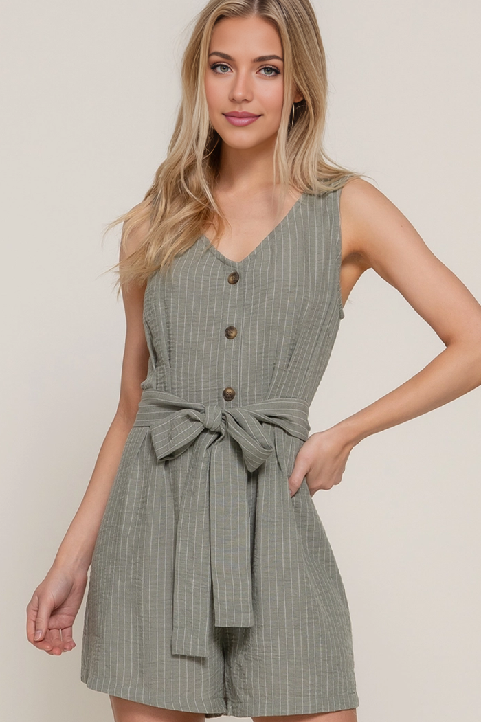 Boardwalk Stripe Linen Romper