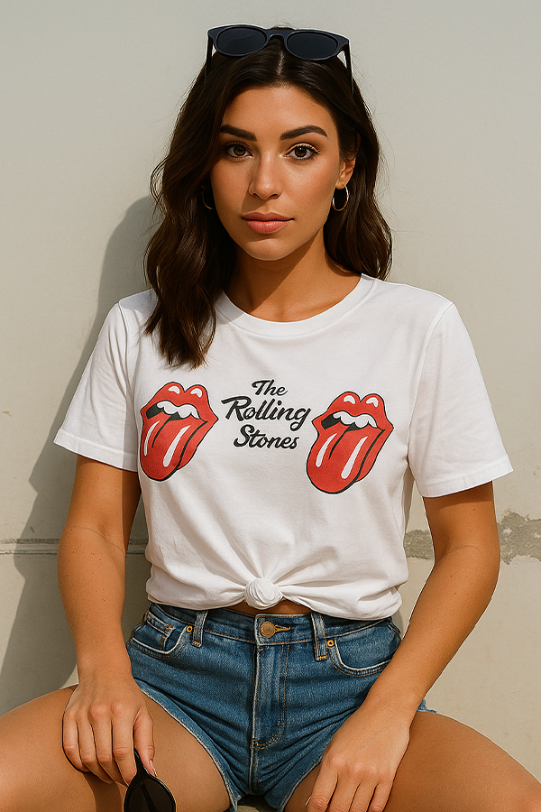 Rolling Stones Double Tongue Crop Tee