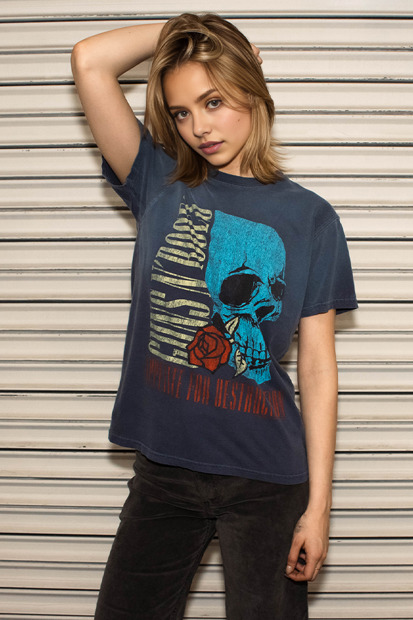 Guns N Roses Flower Skull Tee