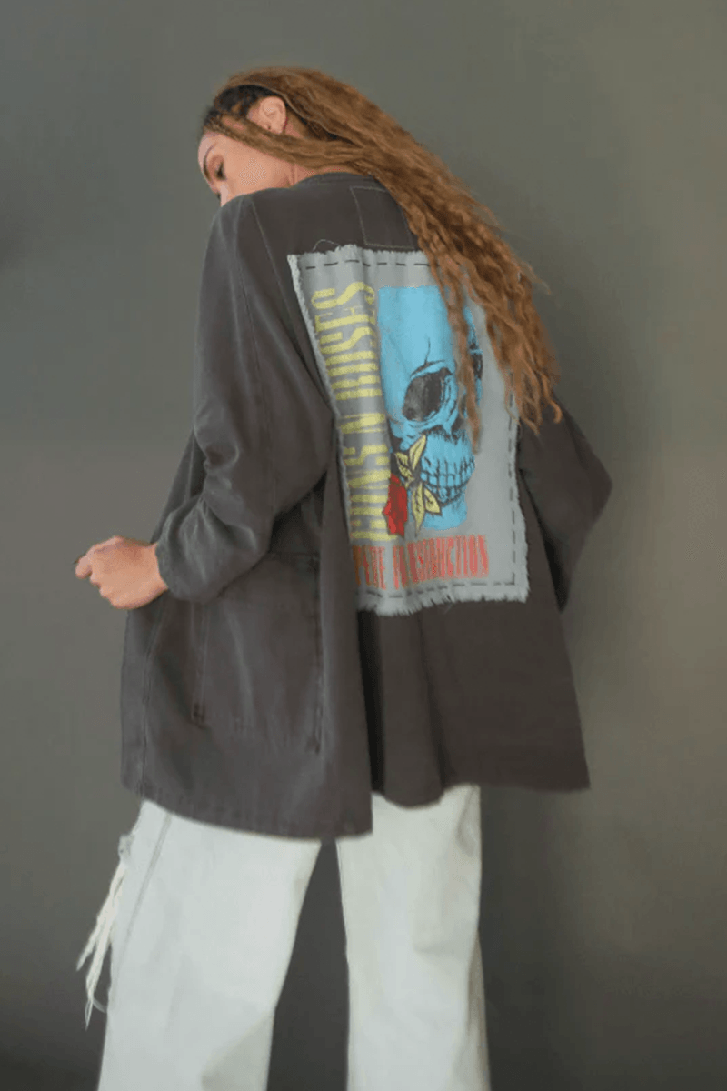 Guns N Roses Flower Skull Kimono - Life Clothing Co