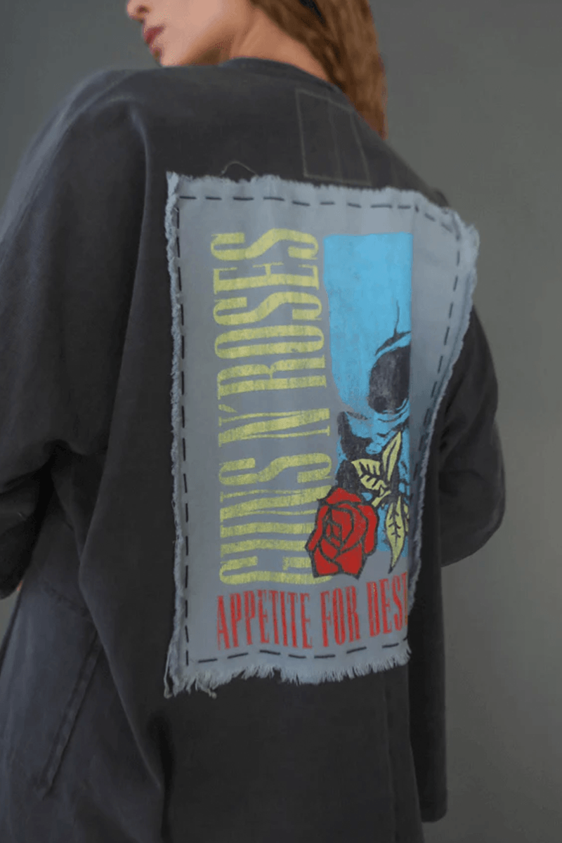 Guns N Roses Flower Skull Kimono - Life Clothing Co