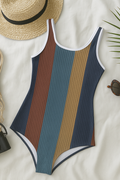 Retro Stripe Romper Swimsuit