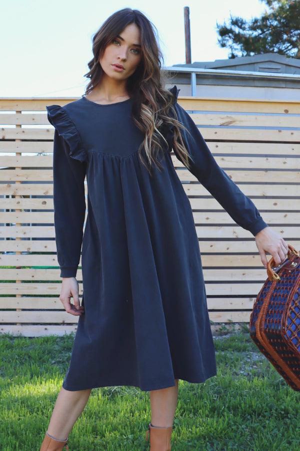 Washed Black Hannah Dress - Life Clothing Co