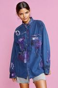 Artisan Hand-Painted Midnight Muse Denim Shirt