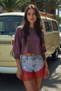 Firecracker Fringe Denim Shorts