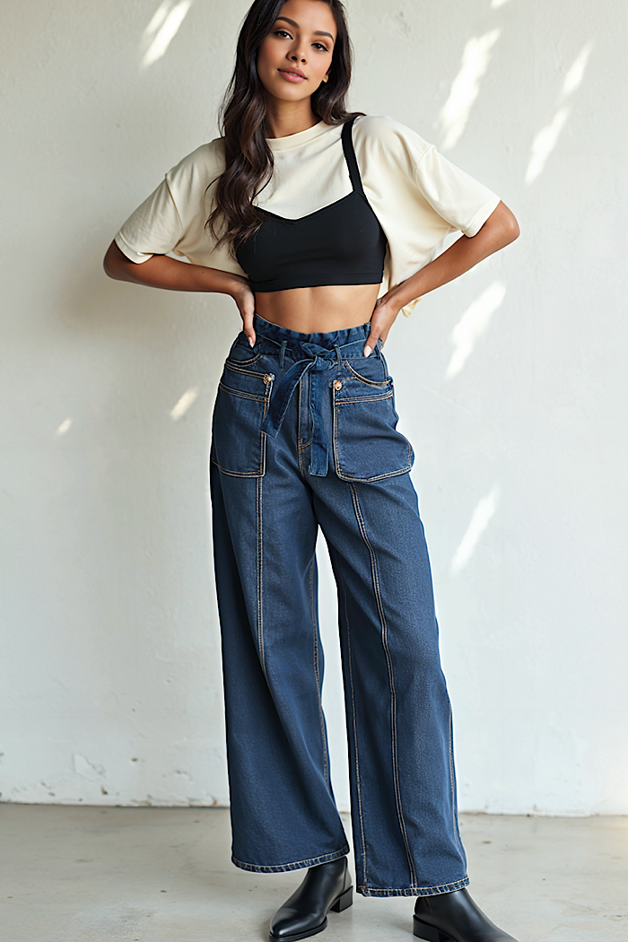 Porter Blue  Penny Paperbag Wide Laguna Wash
