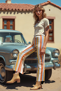 Giana Striped Denim Flare Bells