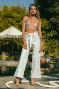Porter Blue Penny Paperbag Wide Leg Ivory Wash