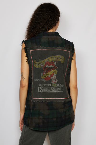 Rolling Stones Tattoo You Cut Off Flannel Tank