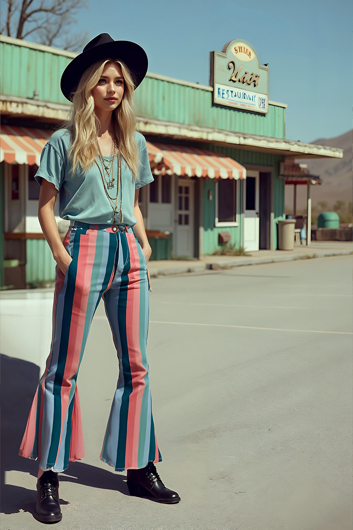 Millie Striped Western Flare Bells