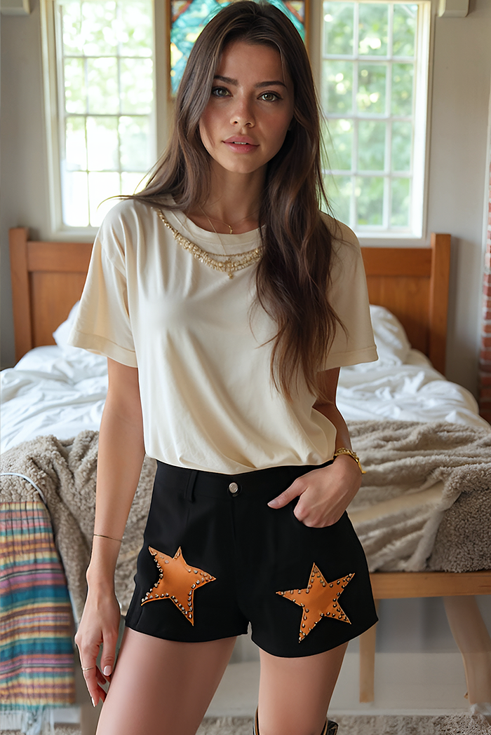Star Studded Suede Shorts