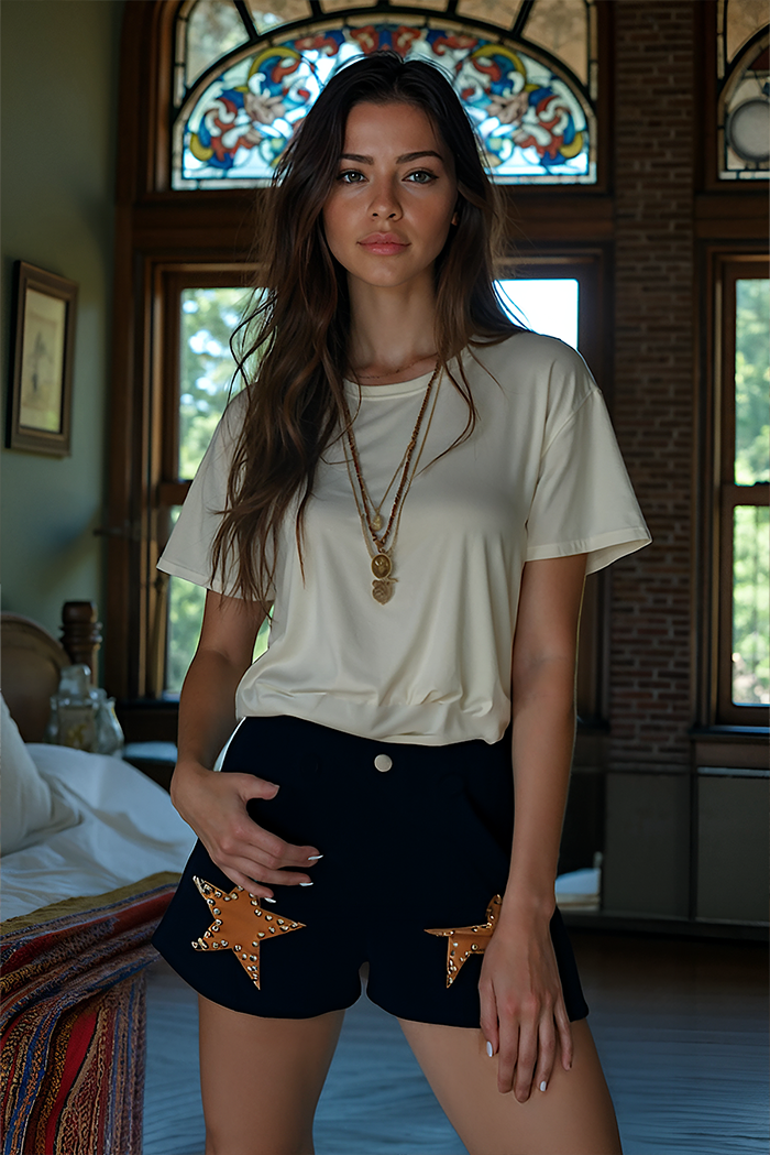 Star Studded Suede Shorts
