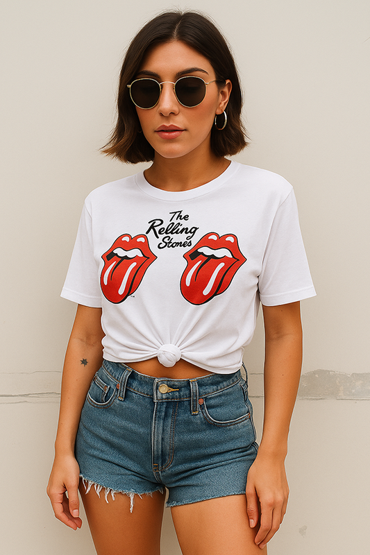 Rolling Stones Double Tongue Crop Tee