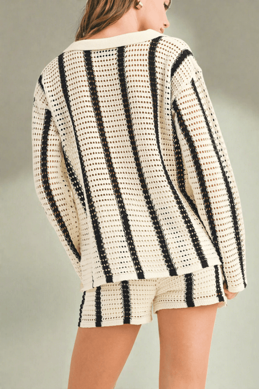 Lev Striped Crochet Button
