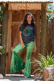 Ash Olive Crushed Velvet Bells - Life Clothing Co
