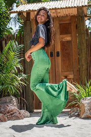 Ash Olive Crushed Velvet Bells - Life Clothing Co