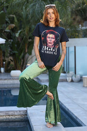 Ash Olive Crushed Velvet Bells - Life Clothing Co
