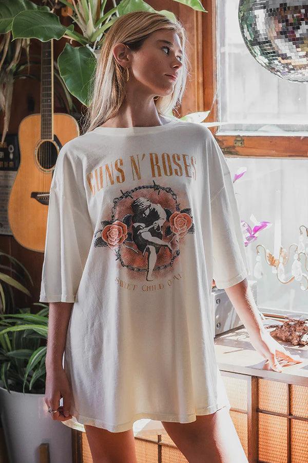 Guns N Roses Sweet Child O' Mine Oversized Tee Dress - Life Clothing Co