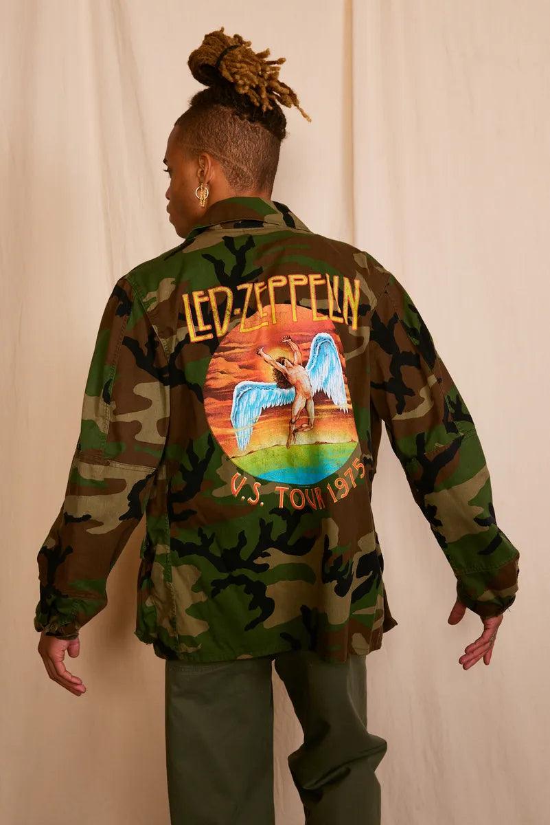 Led Zeppelin Authentic Vintage Men's Camo Army Jacket - Life Clothing Co