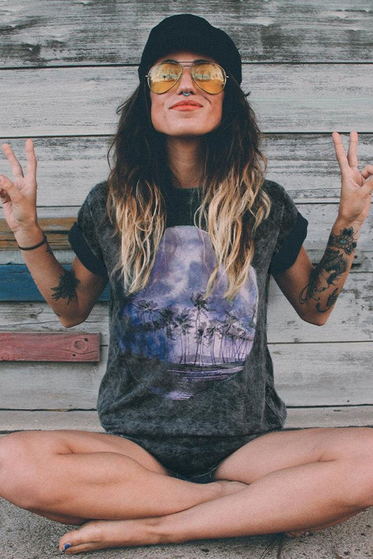 Palm Tree Moon Cloud Tee - Life Clothing Co