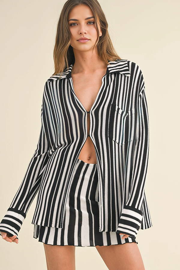 Leah Striped Knit Shirt