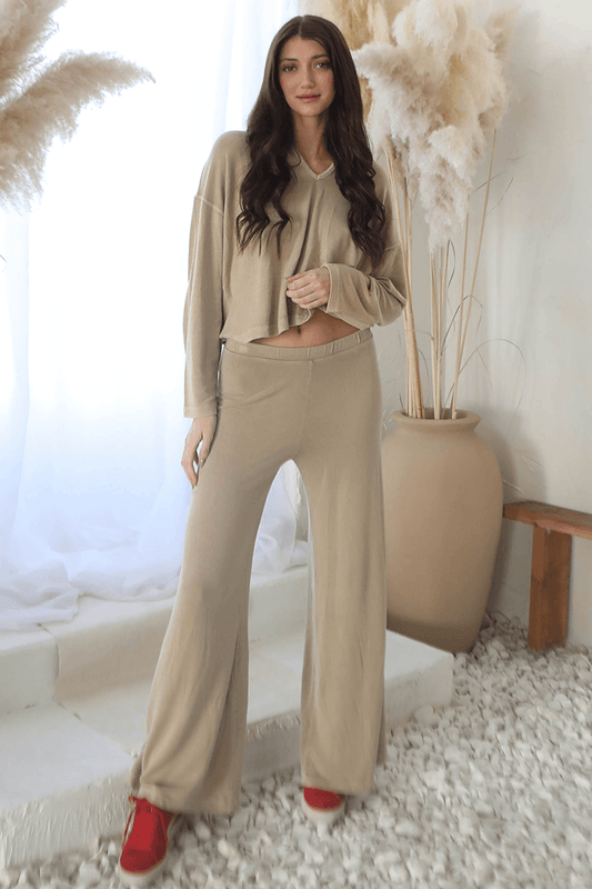 Sand Megan Flare Pant - Life Clothing Co