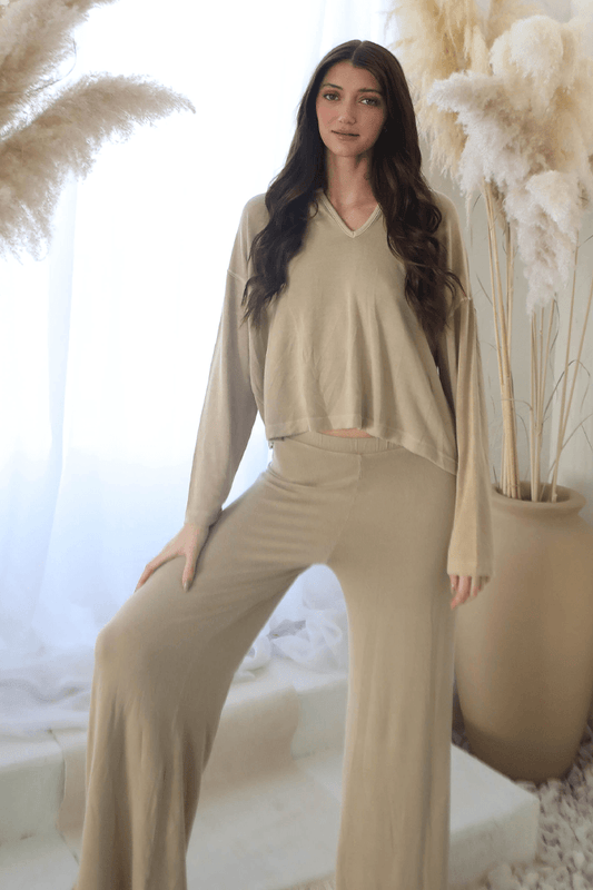 Sand Megan Flare Pant - Life Clothing Co