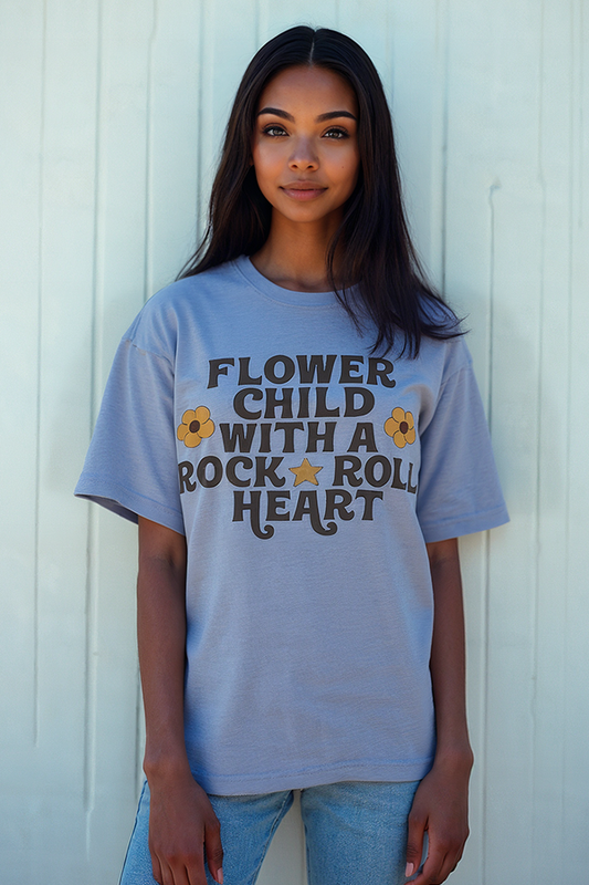 Rock & Roll Heart Acid Wash Tee