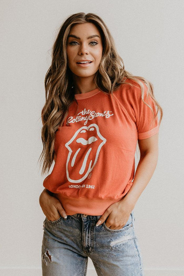 Red Rolling Stones Raglan Tee - Life Clothing Co