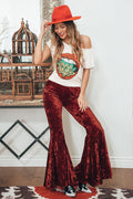 Mel Burgundy Velvet Bells - Life Clothing Co