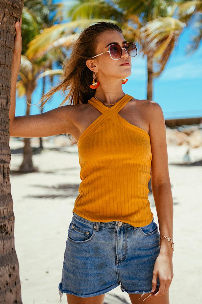 Orange Taylor Halter Top - Life Clothing Co