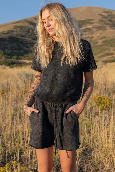 Washed Black Harmony Shorts - Life Clothing Co