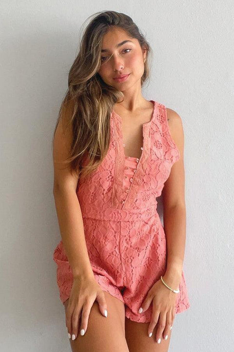 Rose Deliliah Lace Romper - Life Clothing Co