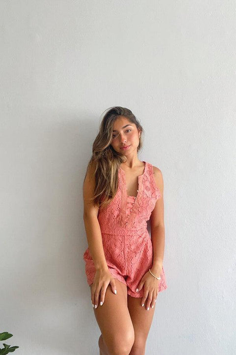 Rose Deliliah Lace Romper - Life Clothing Co