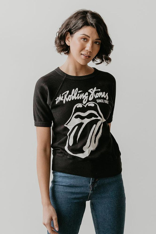 Black Rolling Stones Raglan Tee - Life Clothing Co