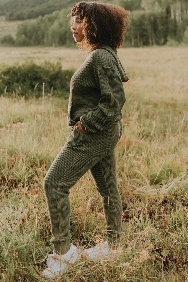 Waffle Olive Jogger Pants - Life Clothing Co